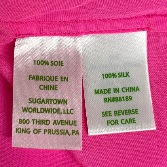 Lilly Pulitzer Sleeveless Silk Shirt Blouse Womens XXS Pink Barbie Core - Picture 6 of 8